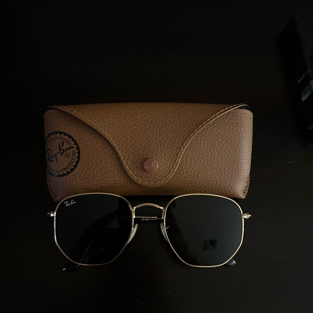 Ray Bans-Hexagonal Flat lens with leather case